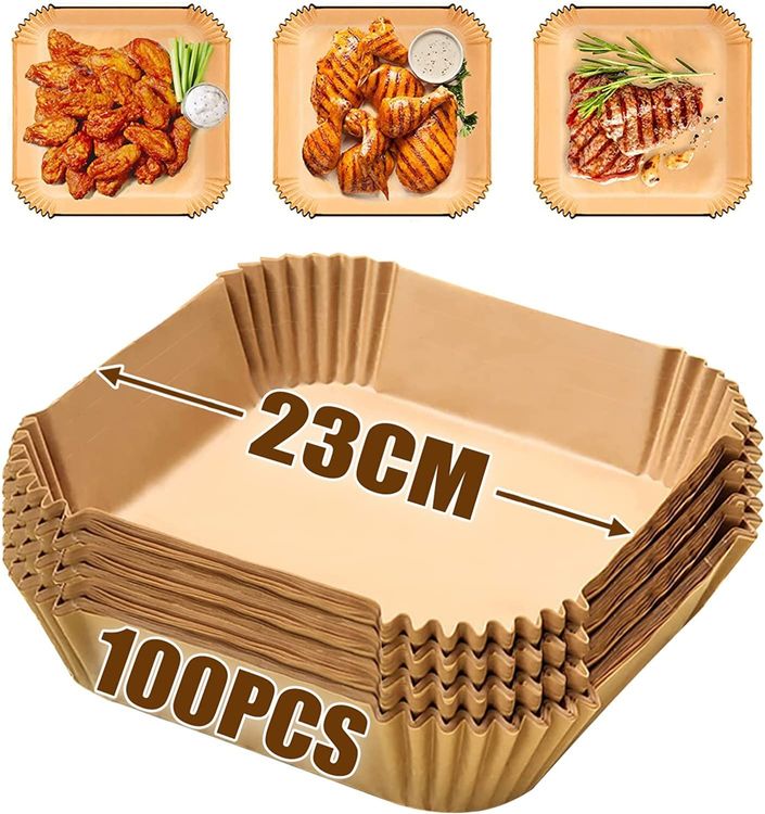 100 Stück Airfryer Backpapier Rund – Lebensmittelecht, Antihaft, Bis 220°C | Für Heißluftfritteuse & Mikrowelle