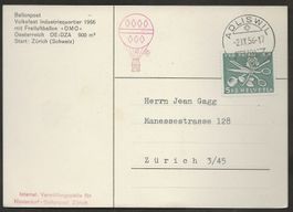 Ballon Schweiz 1956 Zürich Adliswil Katalog 25.-