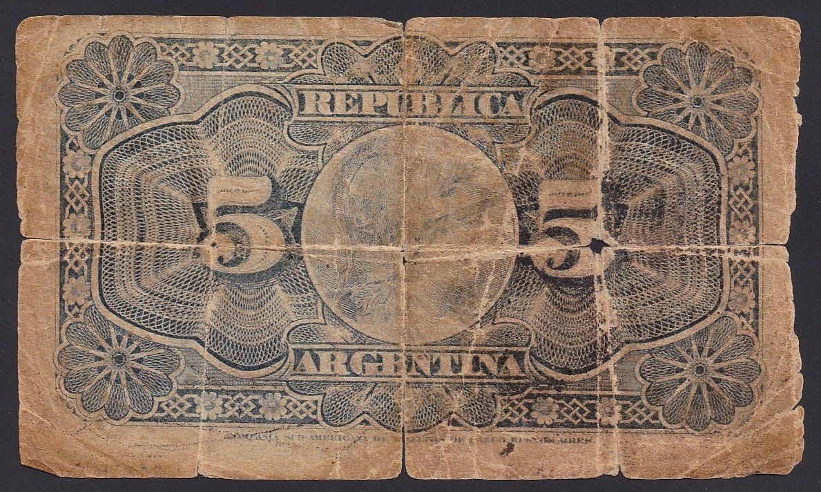 Banknoten: Argentinien 5 Centavos 1892 – Gebraucht aus Brugg AG von banknoten_muesli 1