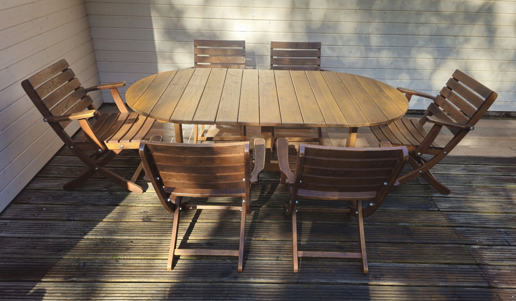 Tavoli: Ovaler Gartentisch mit 6 Klappstühlen aus Holz – Usato da Etzgen venduto da juj_b678 2