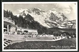 Wengen, Schwimm- und Sonnenbad, belebt, gelaufen 1937