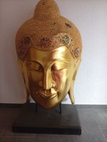 Grosse Buddha Kopf Statue, goldfarben, dekorativ!