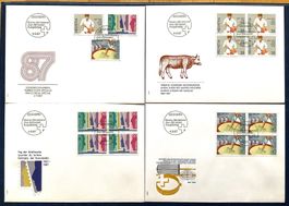 1987 Sondermarken FDC + Viererblock FDC Satz ZNr. 750 - 752