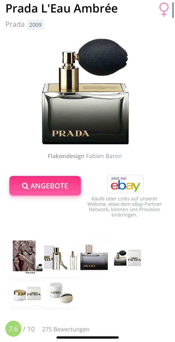 Prada Profumi & Eau de Toilette: Prada L'Eau Ambrée Duftprobe 2 ml. – Usato da Zürich venduto da deruja 2