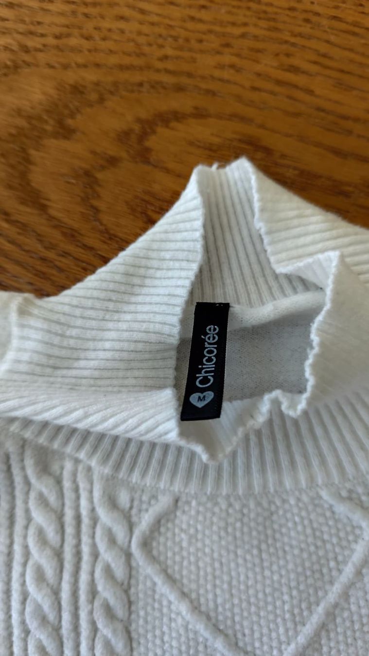 Maglioni & Felpe: Pull blanc hiver maille torsadée col montant - Taille M – Usato da Chénens venduto da Danad 3