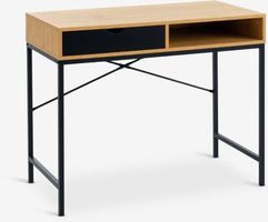 Schreibtisch Holzoptik mit Schublade und Fach Metallgestell