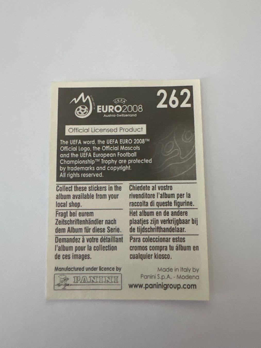 Panini Cartes à collectionner: Panini UEFA EM 2008 Sticker - Nr. 262 – D'occasion à Sulz AG par DealWerk 1