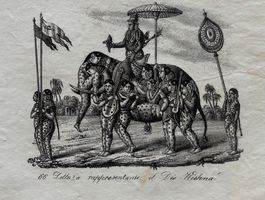 Orig. Stahlstich 1834 - aus: Reise um die Welt, Elefant