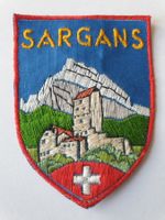 Vintage Badge Wappen SARGANS Schloss ST. GALLER STICKEREI