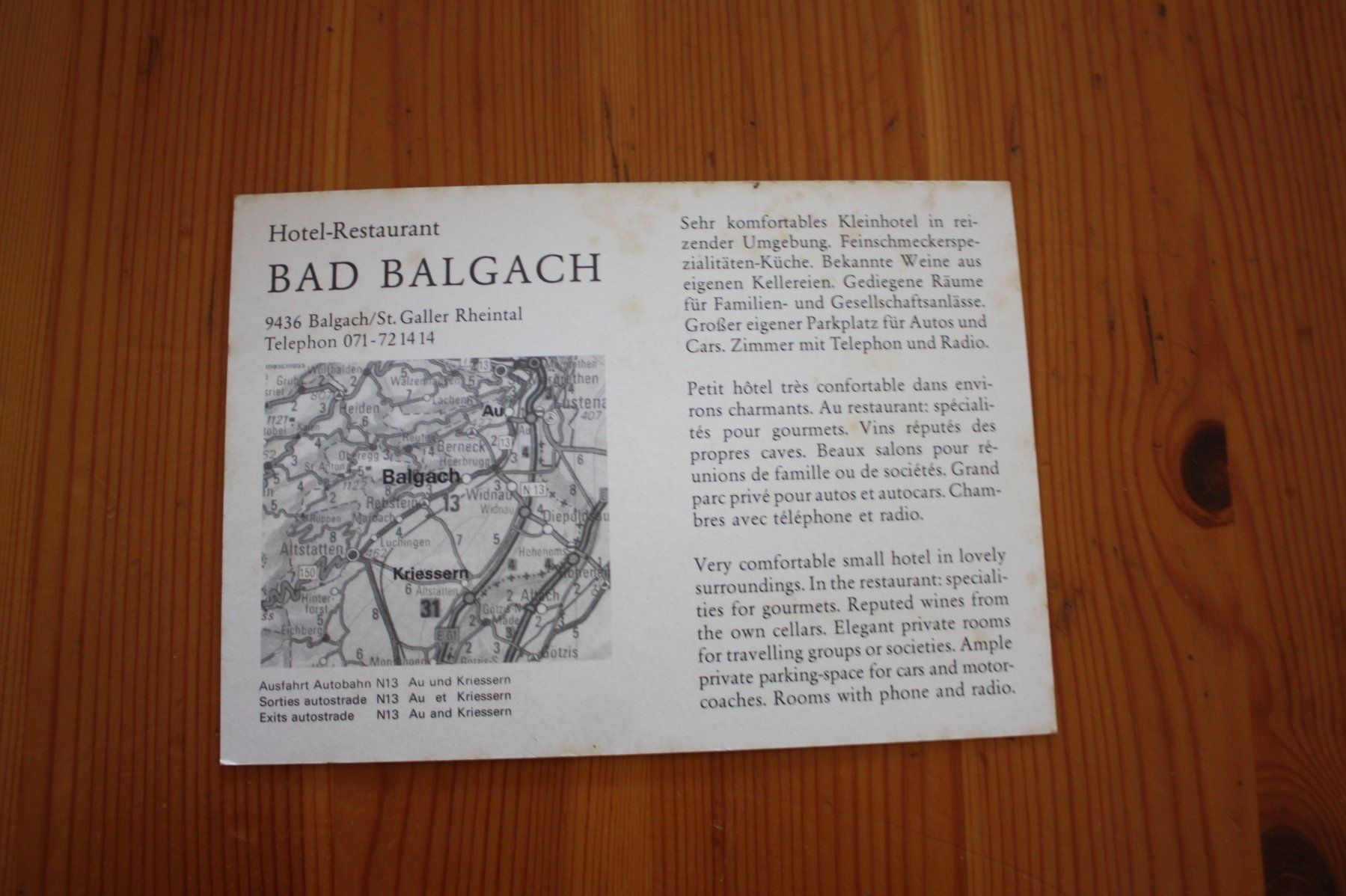 Cartoline postali: Hotel Bad Balgach – Usato da Altstätten SG venduto da sulim 1