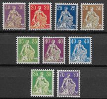 1908-1934;: Helvetia mit Schwert Lot mit 9 Marken **