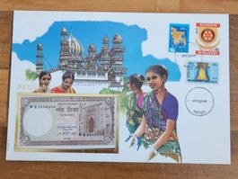 Notenbrief Bankfrische 5-Taka-Banknote aus Bangladesch