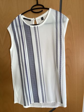Esprit Sommer Top/BluseGr. S weiss mit blauem Muster elegan