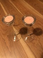 2 elegante hohe Kerzenständer, Glas