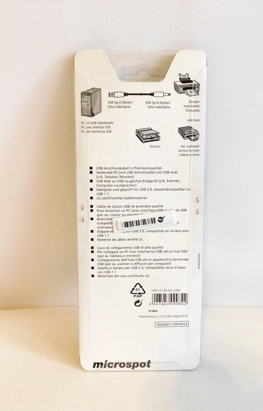 Microspot Cavi: USB-Anschlusskabel, 3 Meter, Originalverpackt – Usato da Emmenbrücke venduto da Ulisse-22 1