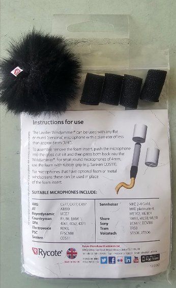 Microfoni: Rycote Windjammer Mini MKE schwarz lavalier microphone – Usato da Geneve venduto da T36 1