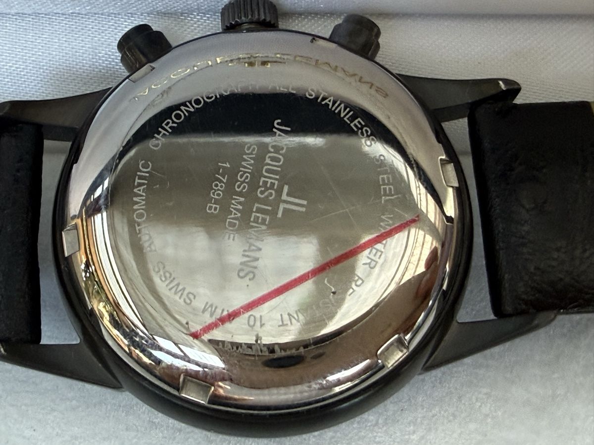 Jacques Lemans Orologi: Jacques Lemans Automatik Chronograph schwarzes Armband – Usato da Wil SG venduto da F-Z-72 4