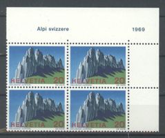 1969, Sondermarken Schweizer Alpen **