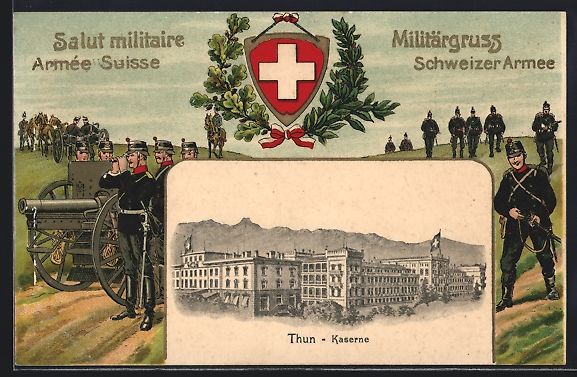 Cartoline postali: Thun, Kaserne, schweizer Soldaten in Uni – Usato da Berlin venduto da bartko-reher