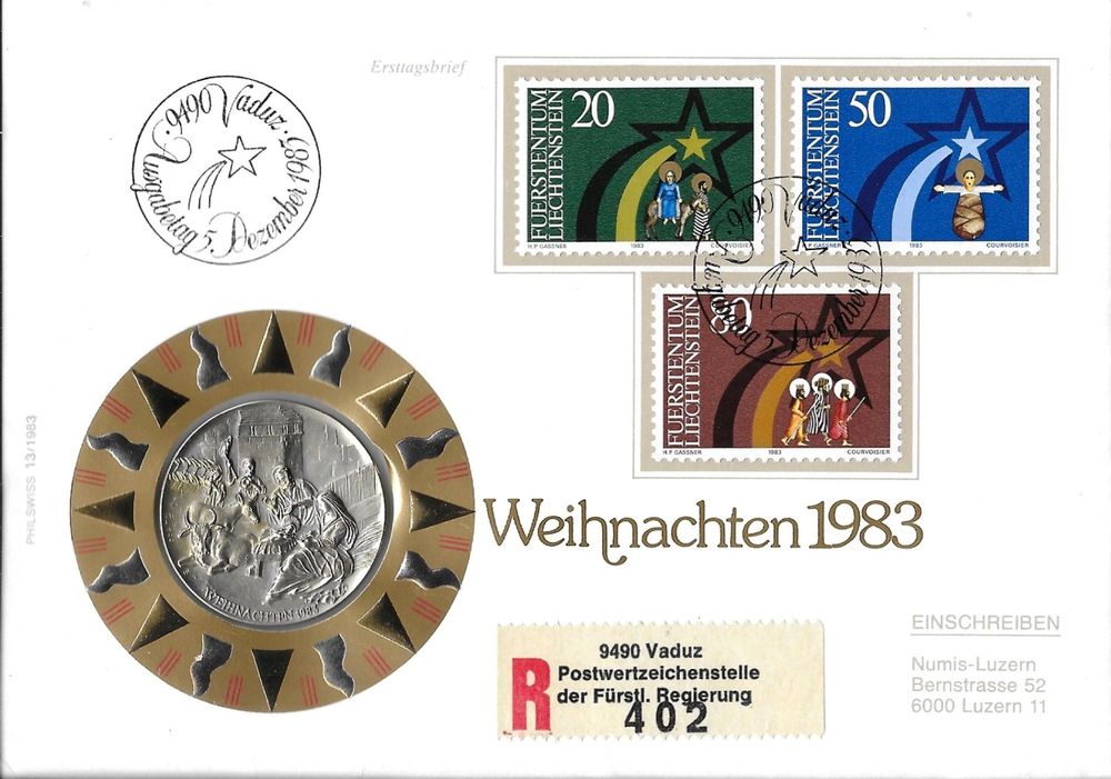 Prophila Collection Briefmarke Liechtenstein 376 – 1958 Weihnachten, Postfrisch (MNH), Sammlerstück
