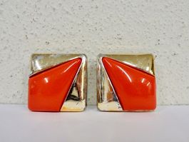 Vintage Ohrclips Clips Ohrschmuck Rot 60er 70er 80er Jahre