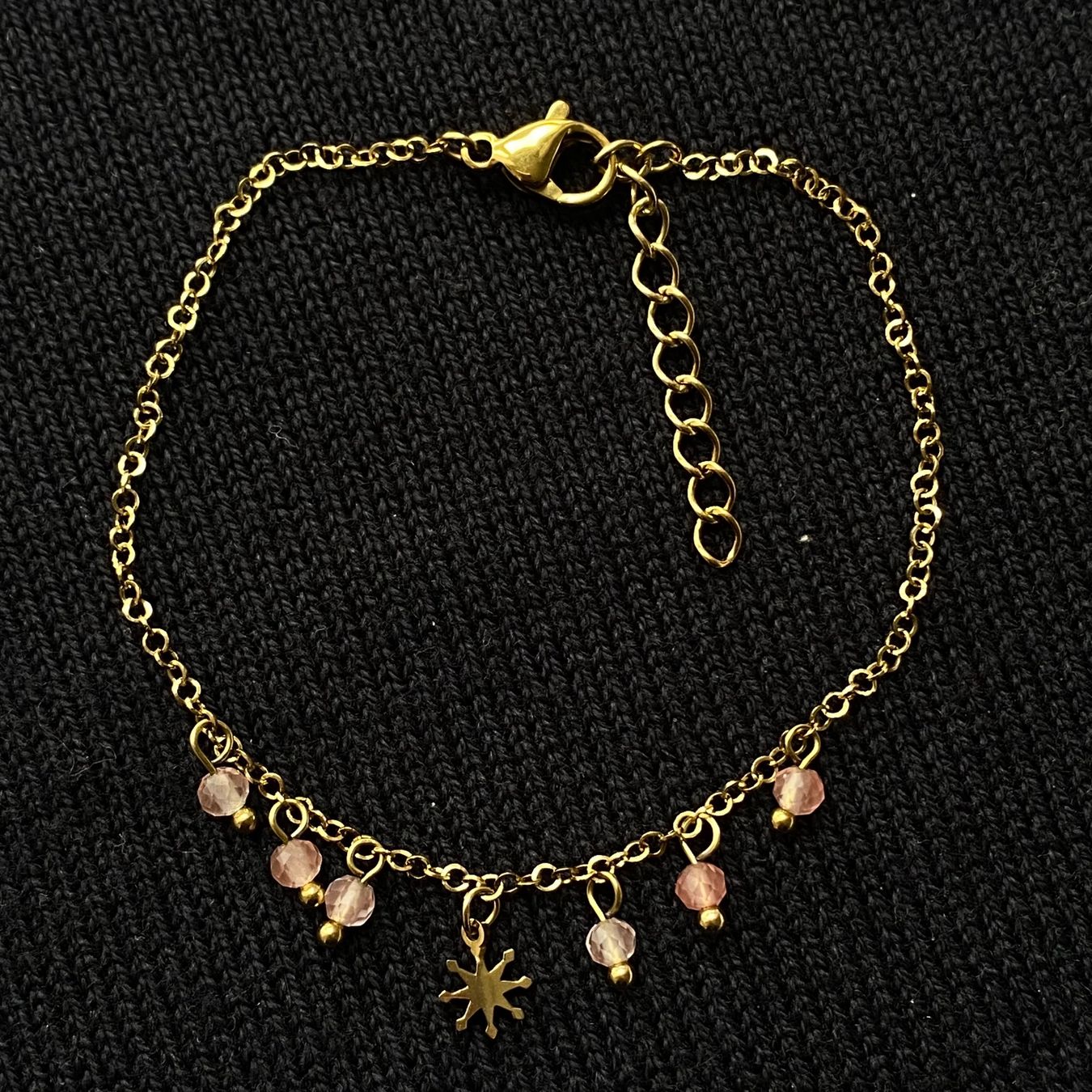 Bracciali & Braccialetti: 18KGP Sonne Armkette Rosa Glas Perlen – Nuovo (secondo la descrizione) da Givisiez venduto da sgu_k58r 1