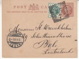 Postkarte England - Basel 1901