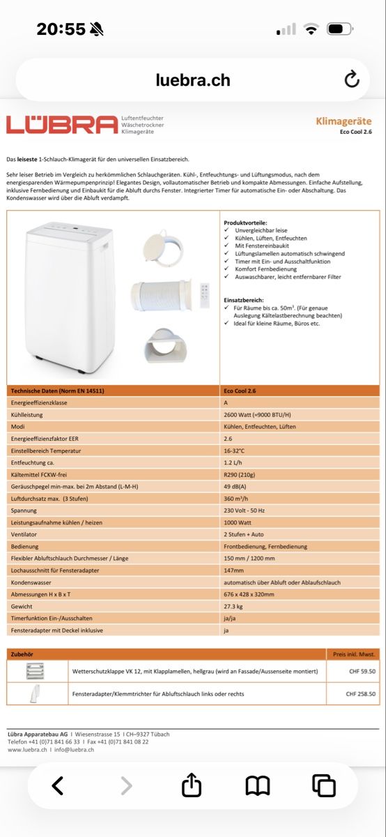 Condizionatori: Klimagerät Eco Cool 2.6 – Nuovo e nell'imballaggio originale da Winterthur venduto da jac_7rd9 3