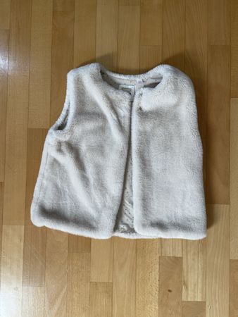 Okaidi Weste Kunstfell beige mit Sternenmuster gut erhalten