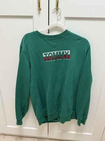Sweatshirt Tommy Jeans gruen Logo Stickerei gebraucht