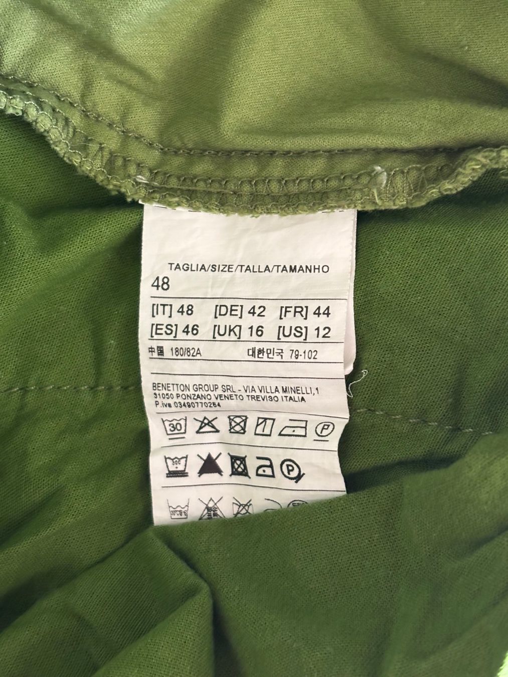 Benetton Pantaloni: Pantalon en coton vert Benetton – Usato da Grand-Lancy venduto da hip_2rbd 3