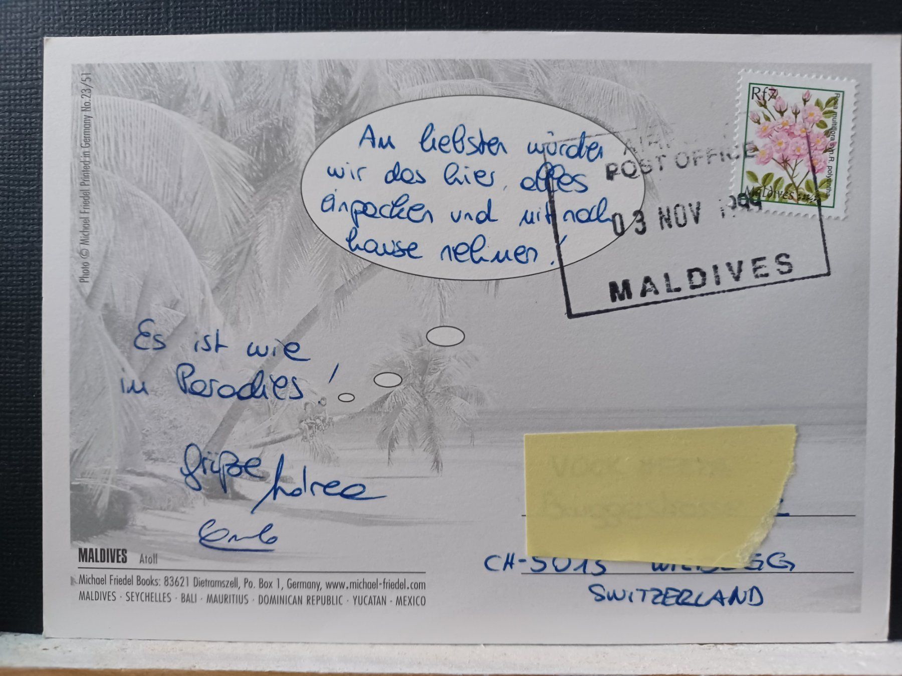 Cartoline postali: Maledives, 1999, Airport Post Office – Usato da Aarau Rohr venduto da mgvw 1