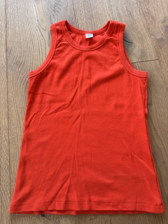 Tanktop in Orangerot Gr.M von „Kauf dich glücklich“