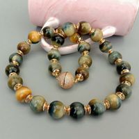 Rare blau gold Tigerauge Kette Edelstein Collier Oeil Tigre