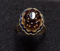 Gold 750 Massiv Ring mit Granaten