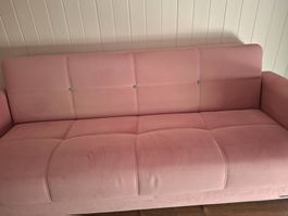 Schlafsofa rosa Velours guter Zustand 140cm breit