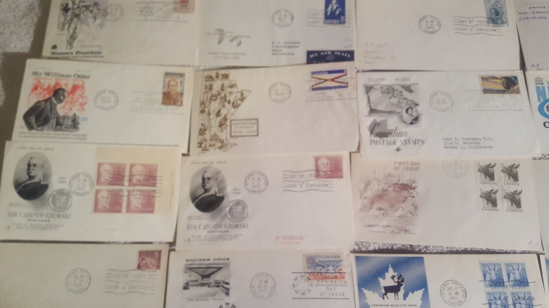 Alle Briefmarken: Lot von 17 Stück FDC Kanada – Gebraucht aus Remetschwil von Hofiii