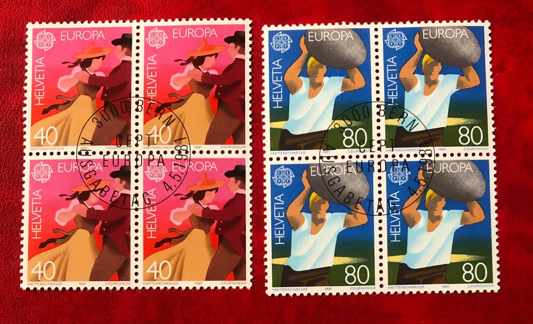 Tutti i francobolli: 4 er Block Nr.654/655 mit VollStempel Bern    – Usato da Aarau venduto da Billa007
