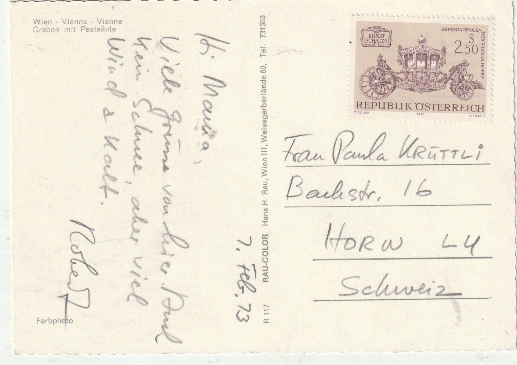Cartoline postali: Wien Kutschenfahrt – Usato da Lumbrein venduto da made02 1