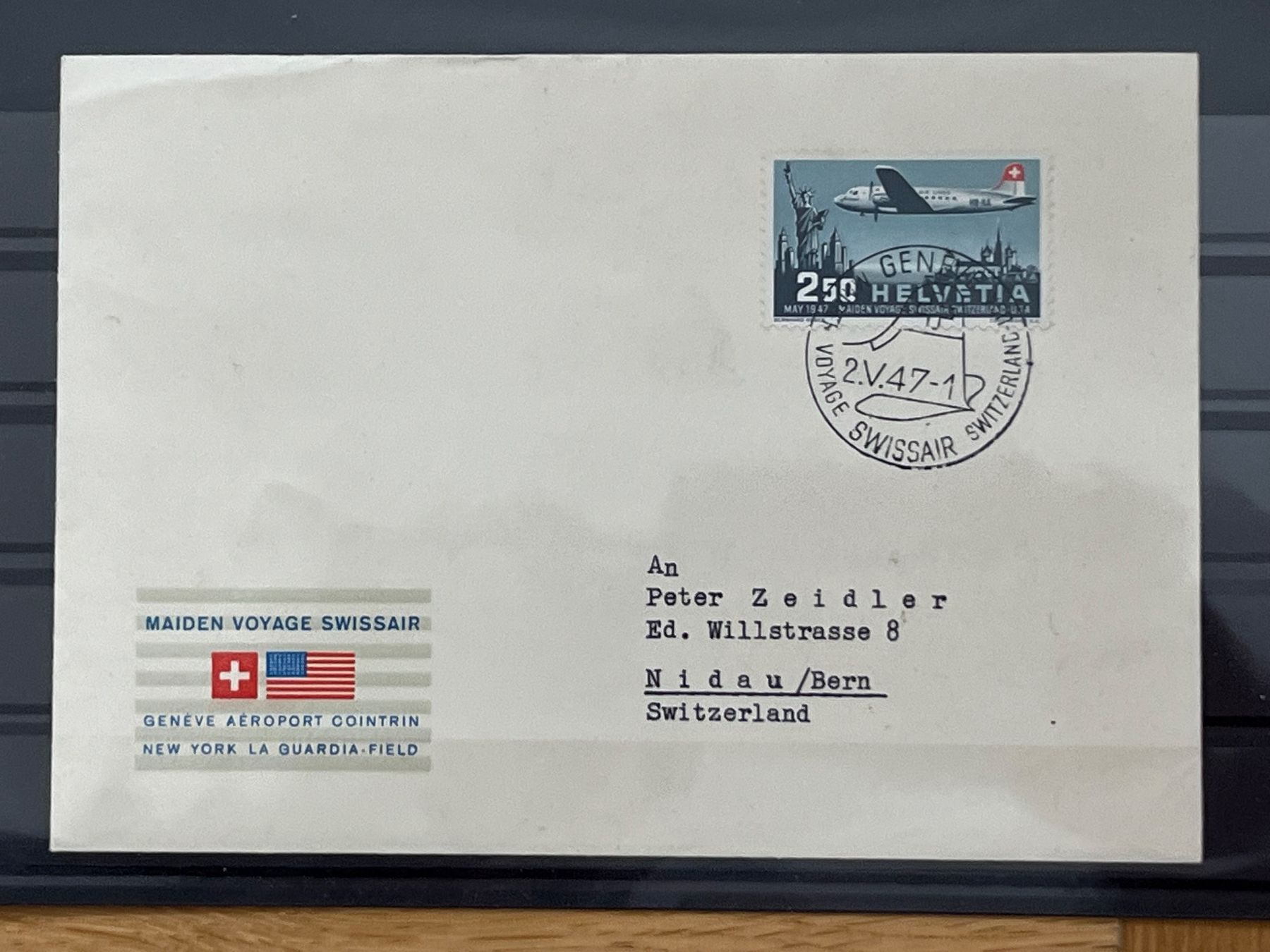 Tutti i francobolli: Brief mit Swissair Stempel 1947 – Usato da Romanshorn venduto da luxcollect