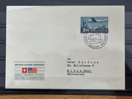 Brief mit Swissair Stempel 1947