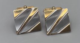 Vintage Manschettenknöpfe Emaille Goldfarben 70er 80er