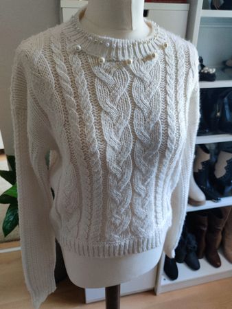 White women's distressed sweater - size 36 - einmal getragen