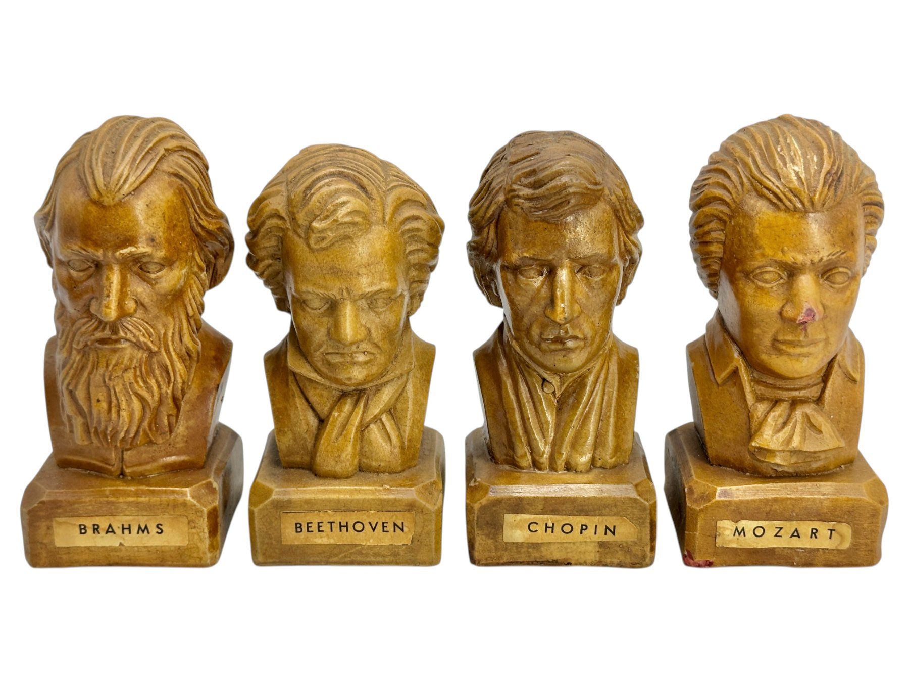 Statuette: 4 Statuettes compositeurs: Brahms, Beethoven, Chopin, Mozart – Usato da Morges venduto da Novantica 1