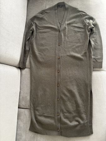 COS langer Cardigan / Kleid Wolle oliv meliert Grösse XS