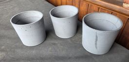 3 Übertöpfe in Beton-Optik mit Moosgummiboden