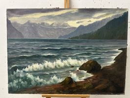 Gemälde See-Landschaft mit Bergen 🌊🖼️