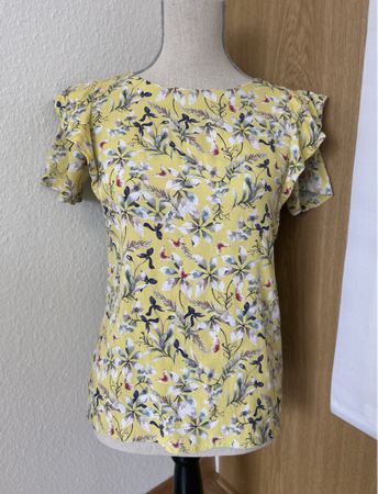 Top jaune à fleurs Promod, T. S
