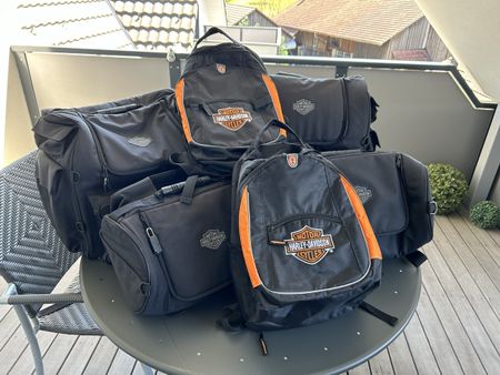 2x Sissybar Reisetasche Harley Davidson + Rolle + Rucksack