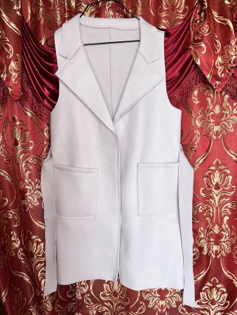 Weste, Gilet, lang,  hellgrau, waistcoat, weicher Filz, neu